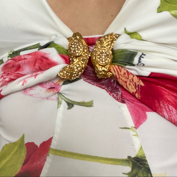 Roberto Cavalli 3/4 Sleeve Dress with Gold Snake Pin - Picture 10 of 10